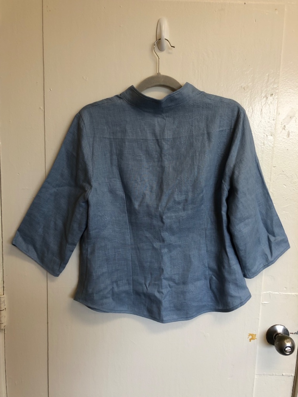 Lintico 100% linen Amelia tailored jacket top Mandarin collar shacket minimalist - Picture 3 of 10